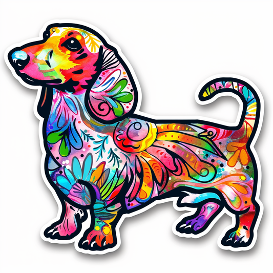 Dachshund Dog floral Vinyl Decal Sticker for Car, Laptop, Tumbler and more # F013125