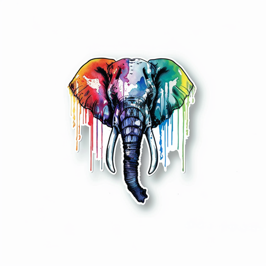 Elephant Expressive surreal Vinyl Decal Sticker for Car, Laptop, Tumbler and more # F022256-4" x 4"
