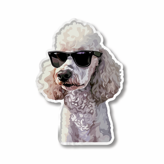 Poodle Dog wearing sunglasses Vinyl Decal Sticker for Car, Laptop, Tumbler and more # F012495