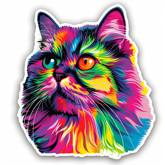 Sticker of a Persian Cat majestic Expressive surreal Vinyl Decal Sticker for Car, Laptop, Tumbler and more # F016333