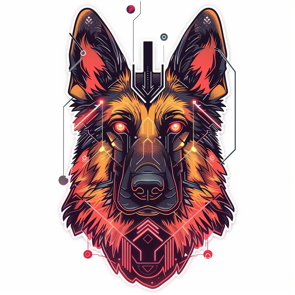 German Shepherd Dog cyber punk Vinyl Decal Sticker for Car, Laptop, Tumbler and more # F011537