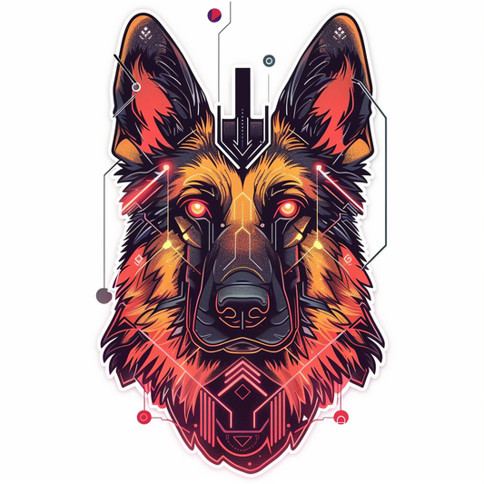German Shepherd Dog cyber punk Vinyl Decal Sticker for Car, Laptop, Tumbler and more # F011537
