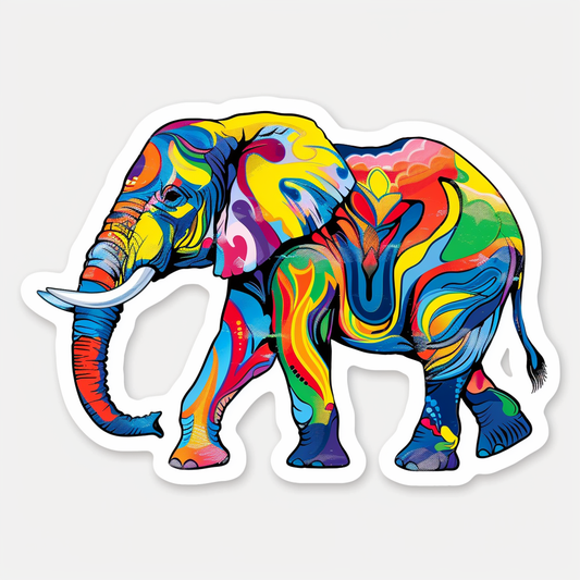 Elephant Expressive surreal Vinyl Decal Sticker for Car, Laptop, Tumbler and more # F022322-4" x 4"