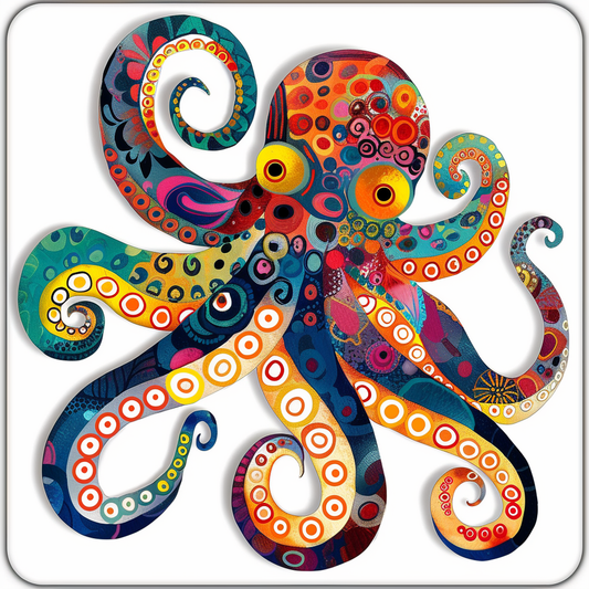 Octopus floral majestic Expressive surreal Vinyl Decal Sticker for Car, Laptop, Tumbler and more # F015544-16" x 16"