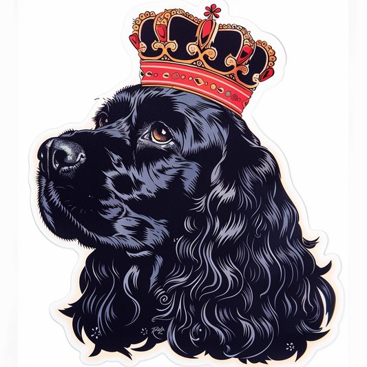 Cocker Spaniel Dog crowned majestic Expressive surreal Vinyl Decal Sticker for Car, Laptop, Tumbler and more # F020247-4" x 4"