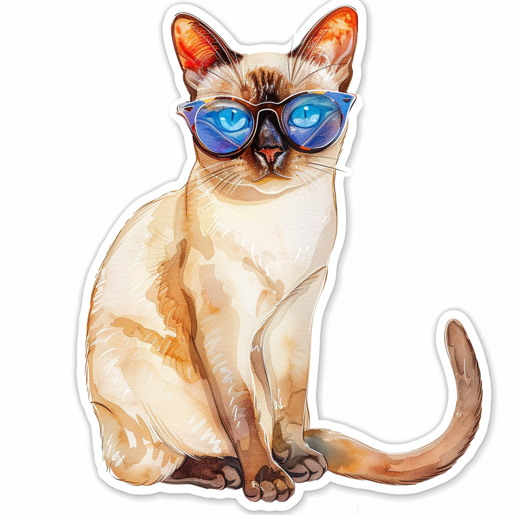 Burmese Cat wearing sunglasses Vinyl Decal Sticker for Car, Laptop, Tumbler and more # F010959