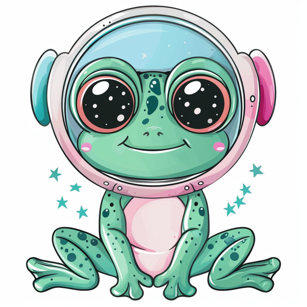 Sticker of a Cute and Adorable Frog full body wearing space suit Expressive surreal Vinyl Decal Sticker for Car, Laptop, Tumbler and more # F016610