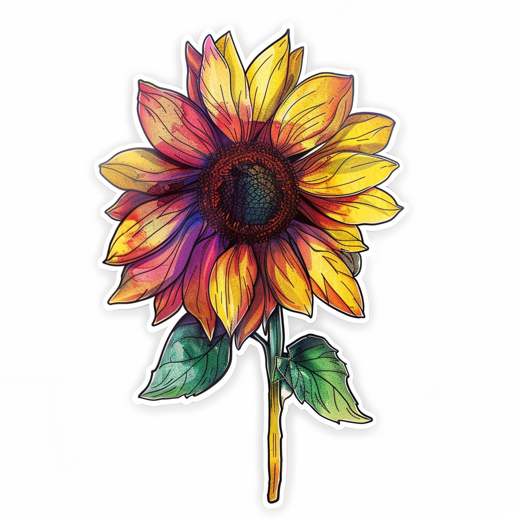 Sticker of a Sunflower  Vinyl Decal Sticker for Car, Laptop, Tumbler and more # F023379