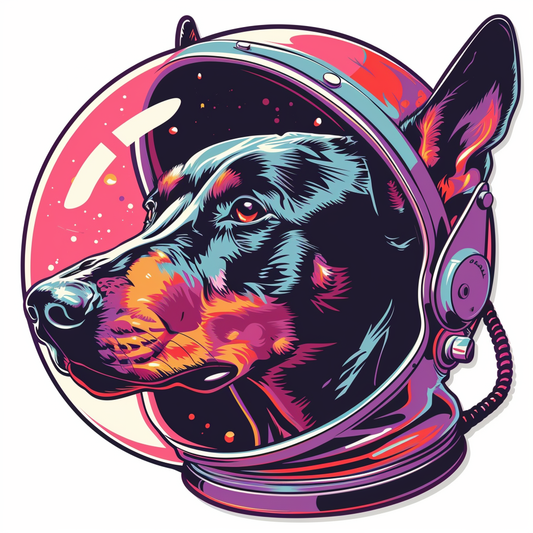 Sticker of a Cute and Adorable Doberman Pinscher Expressive surreal Vinyl Decal Sticker for Car, Laptop, Tumbler and more # F019286