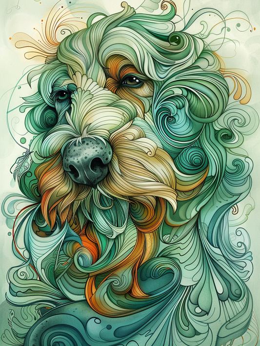 Poster of Goldendoodle dog Expressive surreal Poster # F024260