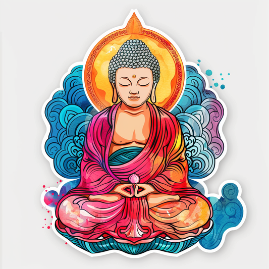 Buddha cartoon majestic Expressive surreal Vinyl Decal Sticker for Car, Laptop, Tumbler and more # F017107