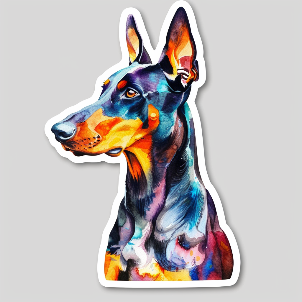 Sticker of a Doberman Pinscher Dog majestic Expressive surreal Vinyl Decal Sticker for Car, Laptop, Tumbler and more # F019241