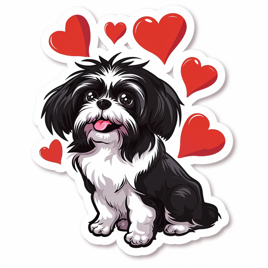 Adorable Shih Tzu Dog Expressive surreal Vinyl Decal Sticker for Car, Laptop, Tumbler and more # F018298