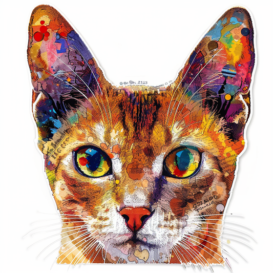 Abyssinian Cat astronaut majestic Expressive surreal Vinyl Decal Sticker for Car, Laptop, Tumbler and more # F021084-4" x 4"