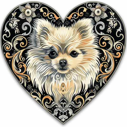 Sticker of a Pomeranian Dog majestic Expressive surreal Heartcore Vinyl Decal Sticker for Car, Laptop, Tumbler and more # F014065