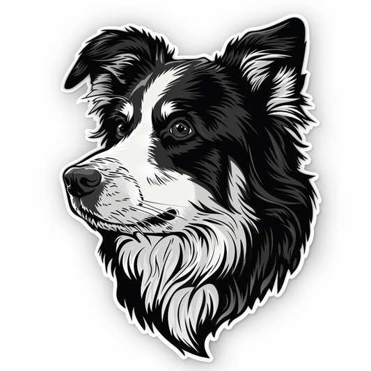 Border Collie Dog majestic Expressive surreal Vinyl Decal Sticker for Car, Laptop, Tumbler and more # F021725-4" x 4"