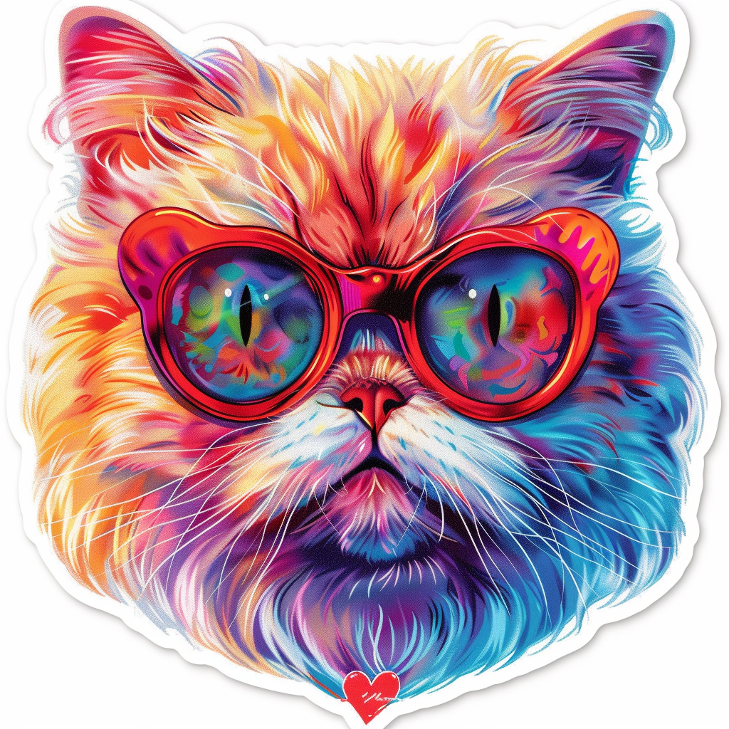 Sticker of a Persian Cat heartcore catlamellar Expressive surreal Vinyl Decal Sticker for Car, Laptop, Tumbler and more # F016380