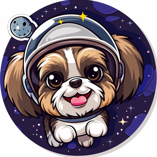 Adorable Shih Tzu Dog Expressive surreal Vinyl Decal Sticker for Car, Laptop, Tumbler and more # F018152