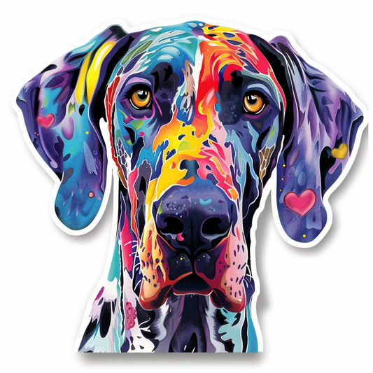 Adorable Great Dane Dog Expressive surreal Vinyl Decal Sticker for Car, Laptop, Tumbler and more # F017953
