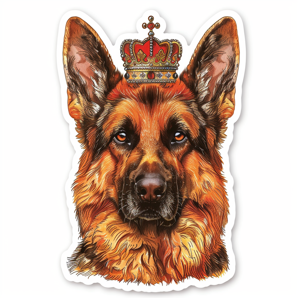 German Shepherd Dog crowned Vinyl Decal Sticker for Car, Laptop, Tumbler and more # F011441