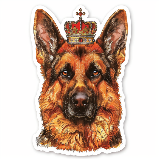 German Shepherd Dog crowned Vinyl Decal Sticker for Car, Laptop, Tumbler and more # F011441