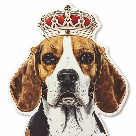 Beagle dog crowned Vinyl Decal Sticker for Car, Laptop, Tumbler and more # F011797