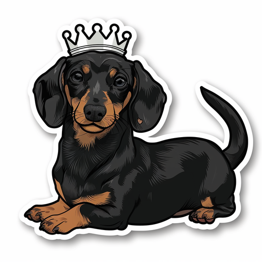 Dachshund Dog crowned Vinyl Decal Sticker for Car, Laptop, Tumbler and more # F013181