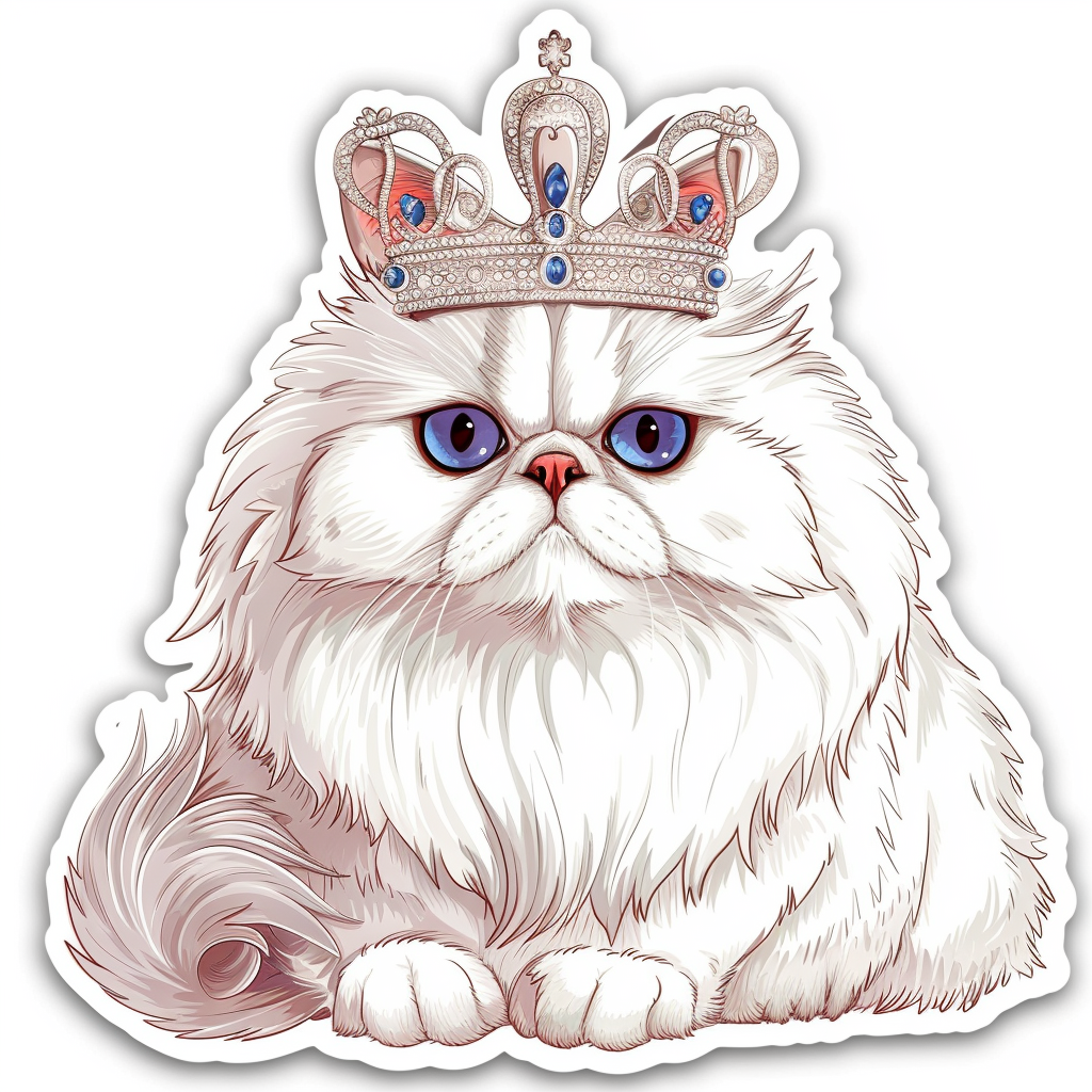 Persian Cat crowned majestic Expressive surreal Vinyl Decal Sticker for Car, Laptop, Tumbler and more # F016141