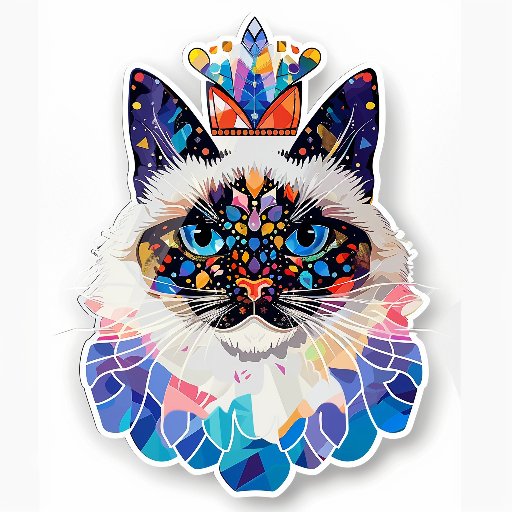 Ragdoll Cat crowned Vinyl Decal Sticker for Car, Laptop, Tumbler and more # F010258