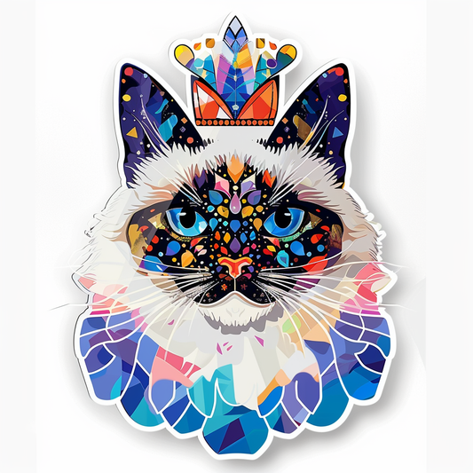 Ragdoll Cat crowned Vinyl Decal Sticker for Car, Laptop, Tumbler and more # F010258