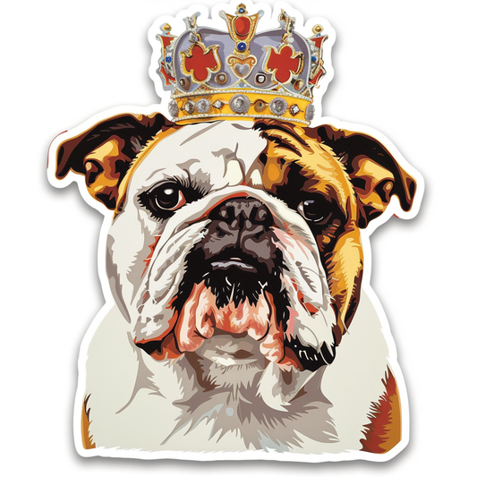 Sticker of a Bulldog Dog crowned majestic Expressive surreal Vinyl Decal Sticker for Car, Laptop, Tumbler and more # F017266