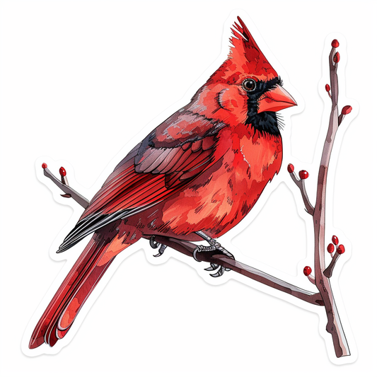Cardinal Bird majestic Expressive surreal Vinyl Decal Sticker for Car, Laptop, Tumbler and more # F024223