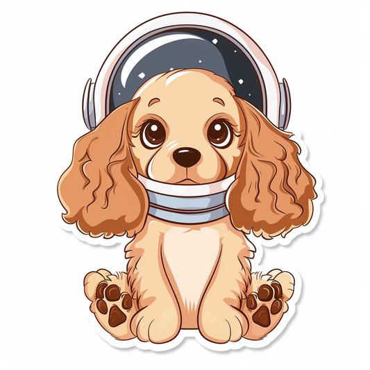 Cute and Adorable Cocker Spaniel Dog Expressive surreal Vinyl Decal Sticker for Car, Laptop, Tumbler and more # F019993-4" x 4"