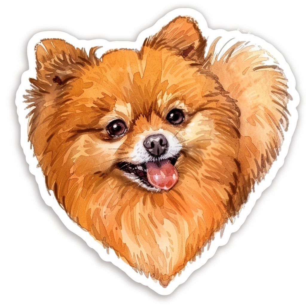 Sticker of a Pomeranian Dog majestic Expressive surreal Heartcore Vinyl Decal Sticker for Car, Laptop, Tumbler and more # F014091