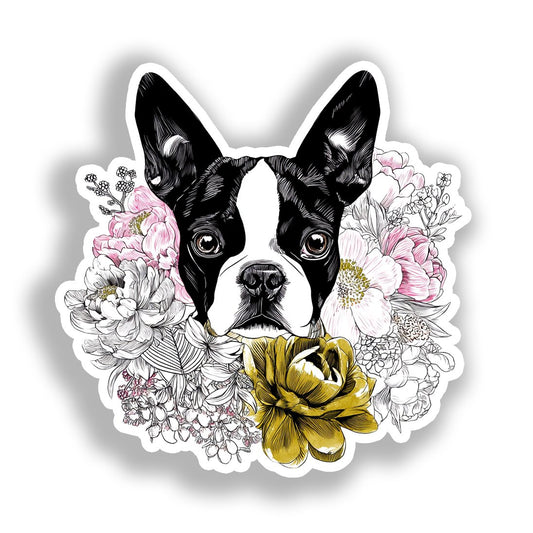 Boston Terrier Dog Vinyl Decal Sticker for Car, Laptop, Tumbler and more # A018998-4" x 4"