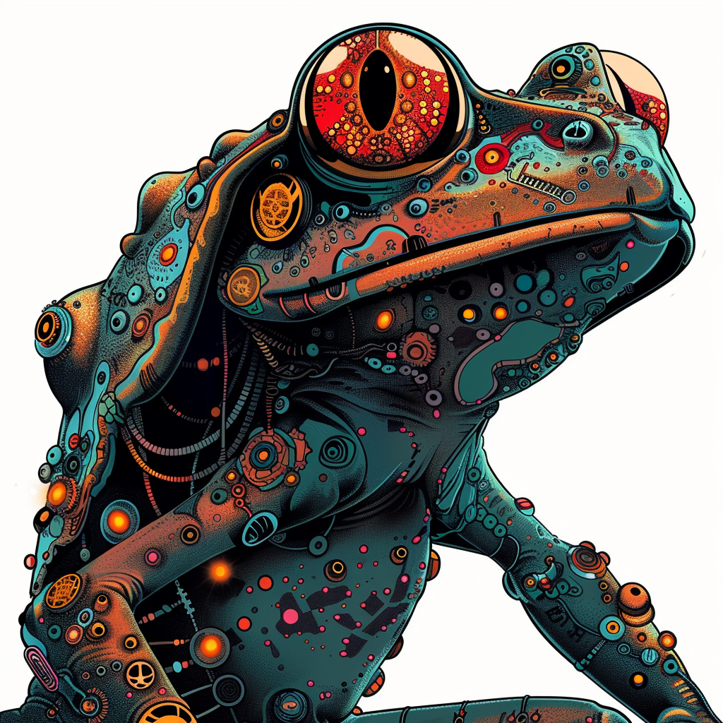 Sticker of a Frog cute and adorable Expressive surreal Vinyl Decal Sticker for Car, Laptop, Tumbler and more # F016688