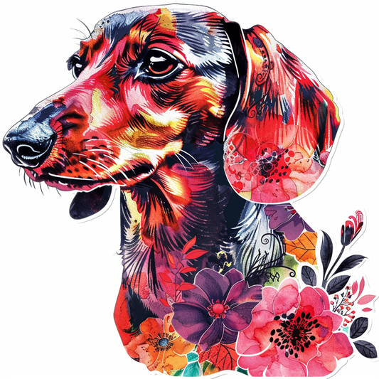 Dachshund Dog floral Vinyl Decal Sticker for Car, Laptop, Tumbler and more # F013094