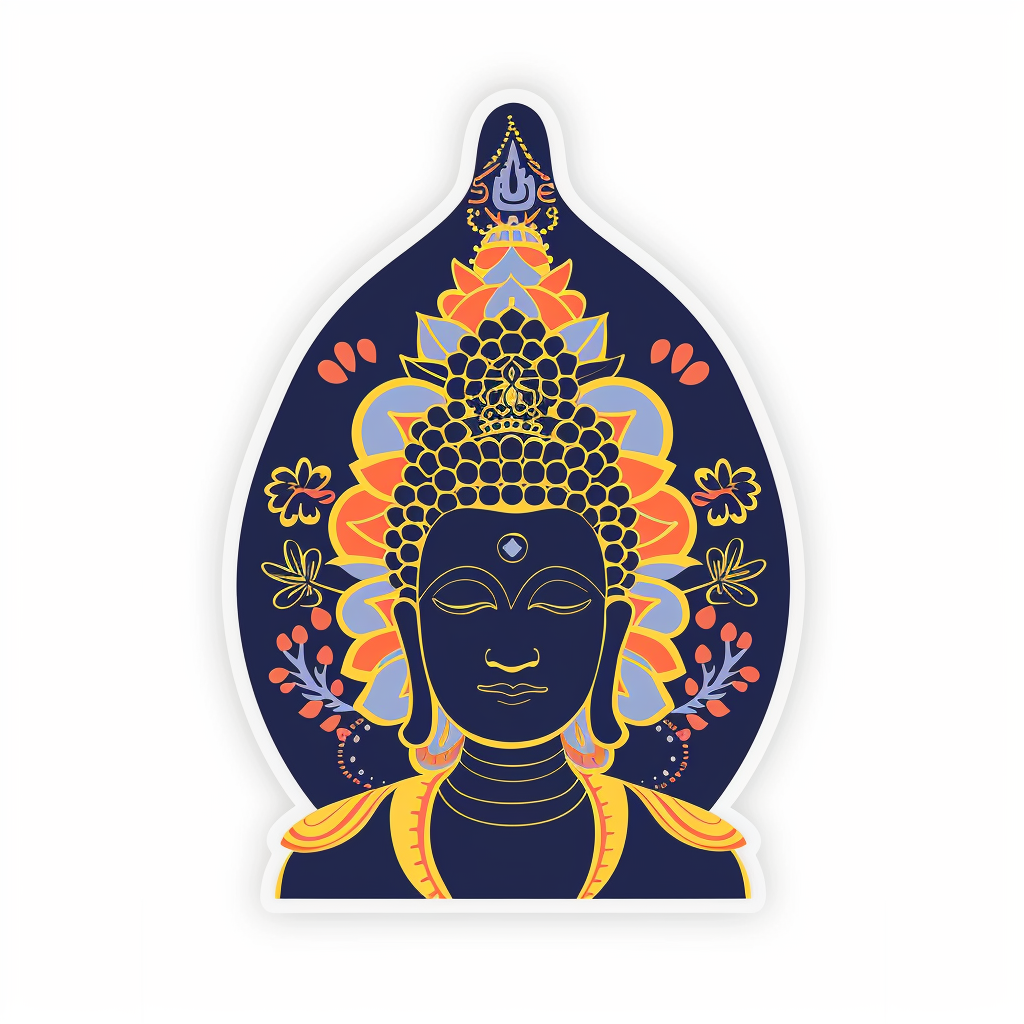 Buddha cartoon majestic Expressive surreal Vinyl Decal Sticker for Car, Laptop, Tumbler and more # F017028