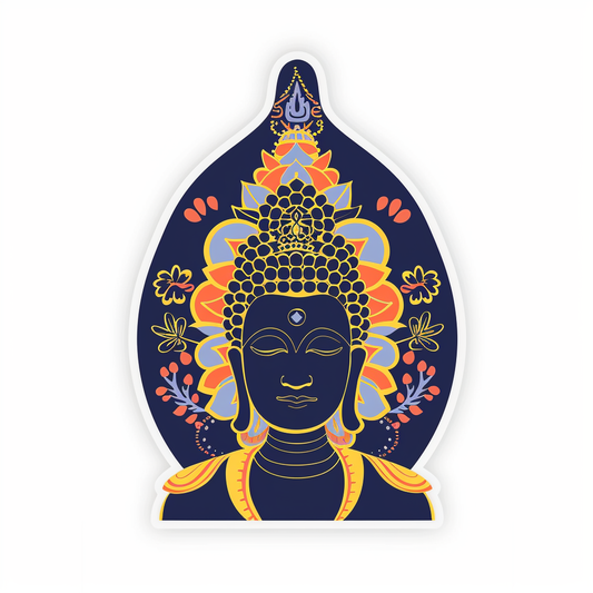 Buddha cartoon majestic Expressive surreal Vinyl Decal Sticker for Car, Laptop, Tumbler and more # F017028