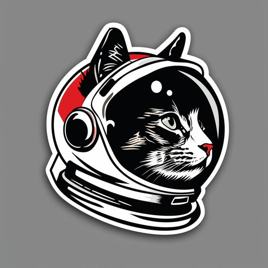 American Shorthair Cat astronaut Expressive surreal Vinyl Decal Sticker for Car, Laptop, Tumbler and more # F019795-4" x 4"