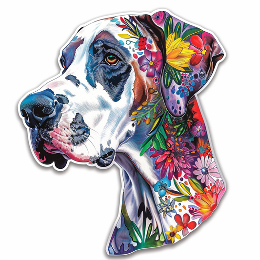 Adorable Great Dane Dog Expressive surreal Vinyl Decal Sticker for Car, Laptop, Tumbler and more # F017850