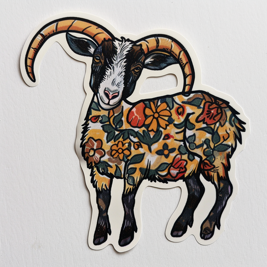 Goat majestic Expressive surreal Vinyl Decal Sticker for Car, Laptop, Tumbler and more # F020690-4" x 4"
