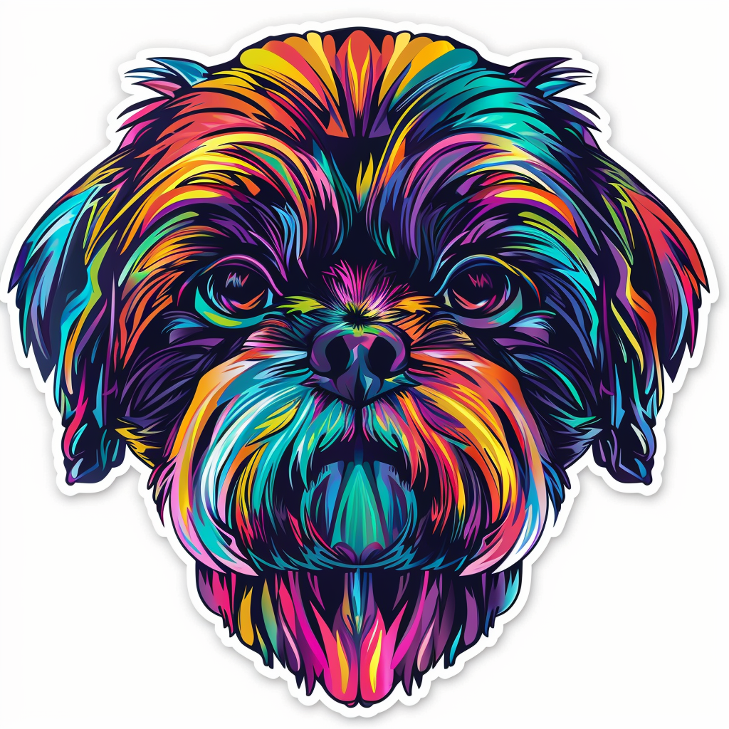 Adorable Shih Tzu Dog Expressive surreal Vinyl Decal Sticker for Car, Laptop, Tumbler and more # F018351