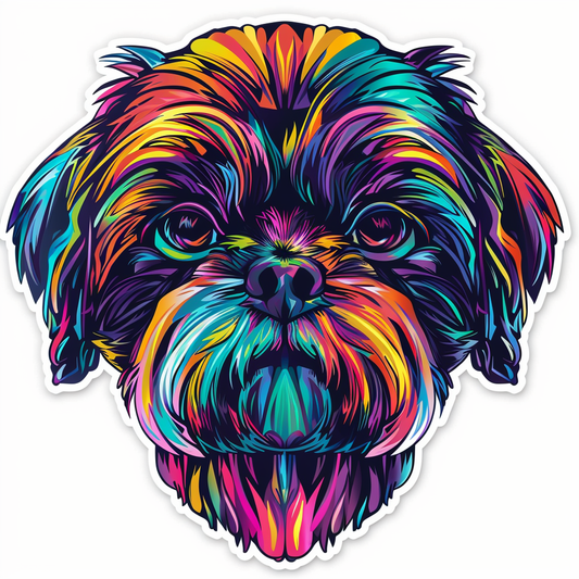 Adorable Shih Tzu Dog Expressive surreal Vinyl Decal Sticker for Car, Laptop, Tumbler and more # F018351