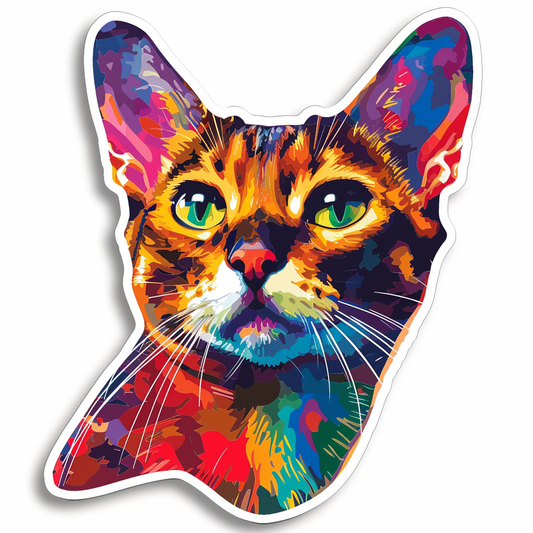 Abyssinian Cat astronaut majestic Expressive surreal Vinyl Decal Sticker for Car, Laptop, Tumbler and more # F021258-4" x 4"