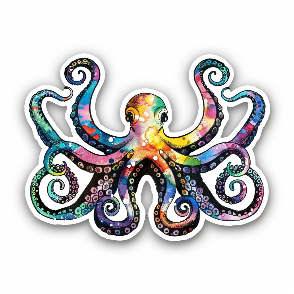 Sticker of a Octopus heartcore majestic Expressive surreal Vinyl Decal Sticker for Car, Laptop, Tumbler and more # F015701