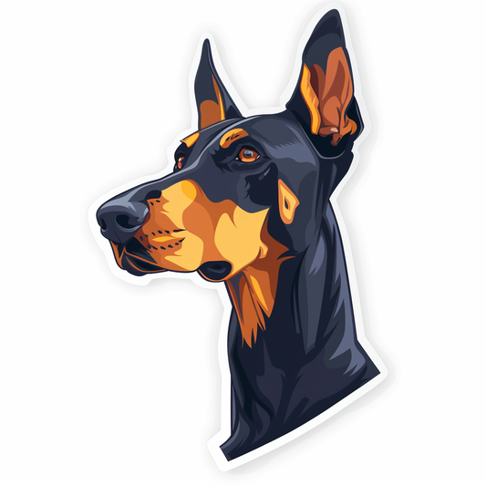 Doberman Pinscher Dog majestic Expressive surreal Vinyl Decal Sticker for Car, Laptop, Tumbler and more # F019332