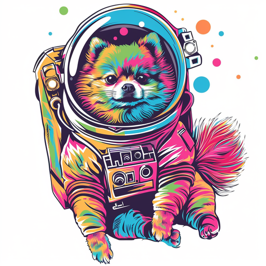 Sticker of a Pomeranian Dog astronaut majestic Expressive surreal Vinyl Decal Sticker for Car, Laptop, Tumbler and more # F013893