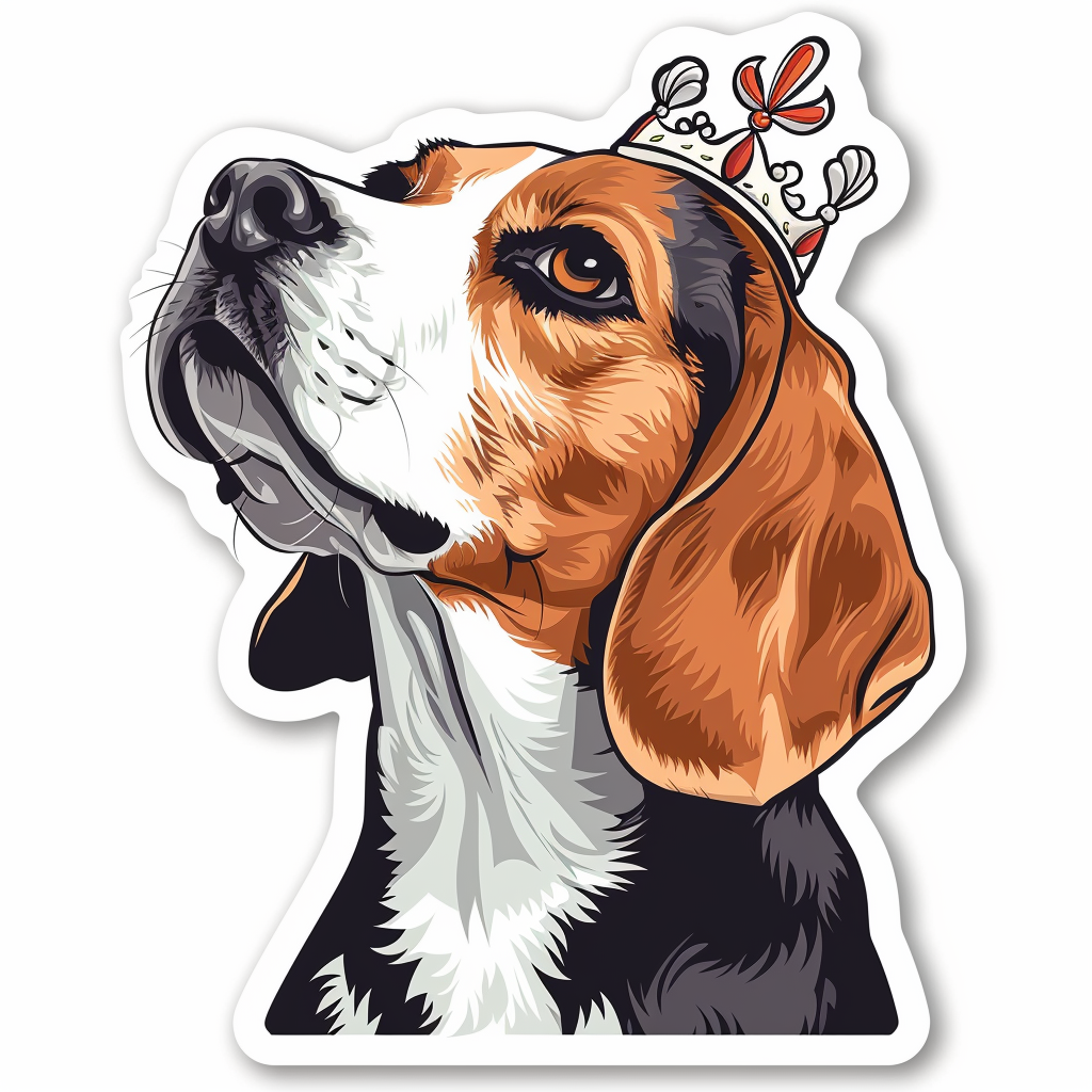 Beagle dog crowned Vinyl Decal Sticker for Car, Laptop, Tumbler and more # F012040