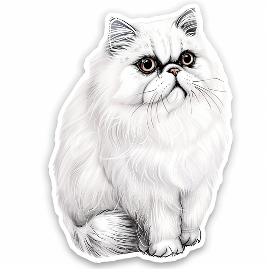 Persian Cat Expressive surreal Vinyl Decal Sticker for Car, Laptop, Tumbler and more # F016054